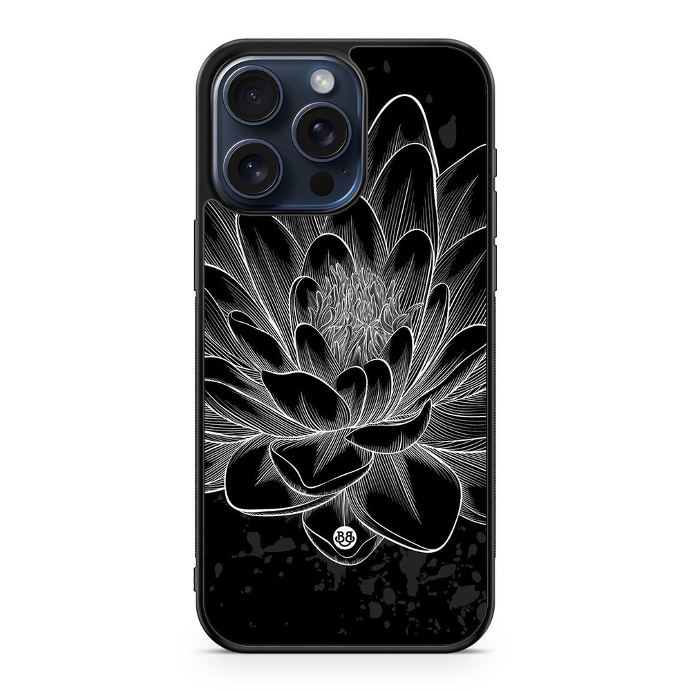 iPhone 15 Pro Max Case - Black/White Lotus