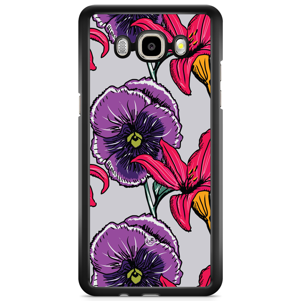 Samsung Galaxy J5 (2015) Skal - Lila/Cerise Blomster