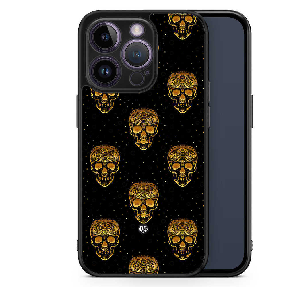 iPhone 14 Pro Case - Gold Skulls