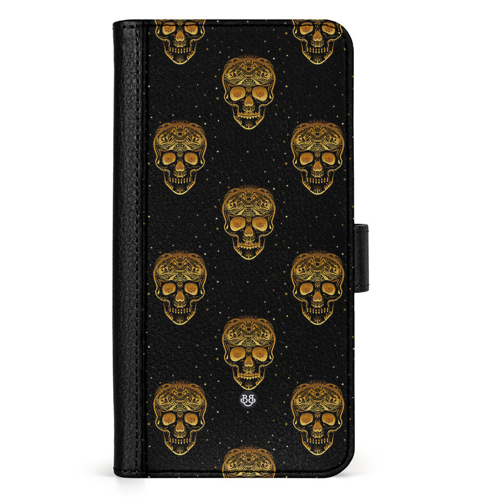 Doro 8050 Wallet Case - Gold Skulls