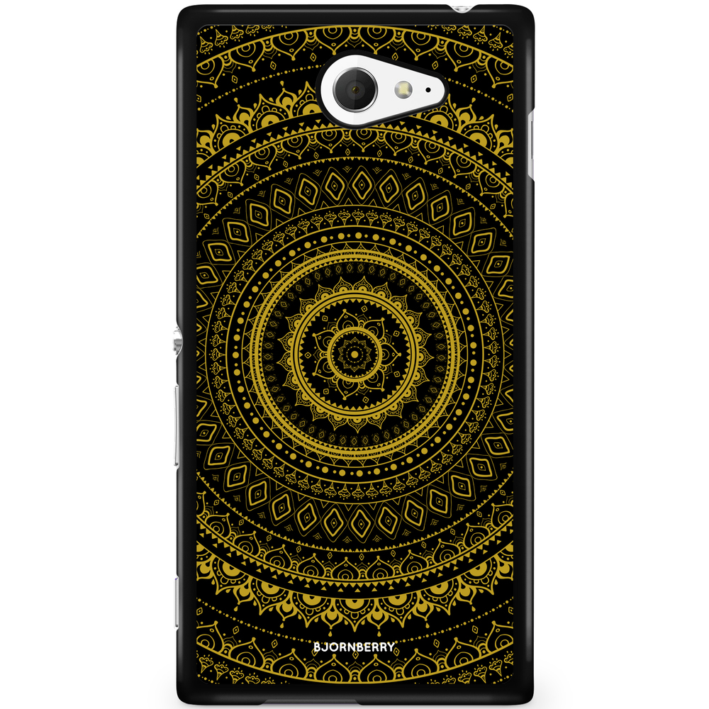 Sony Xperia M2 Aqua Case - Black Gold Mandala