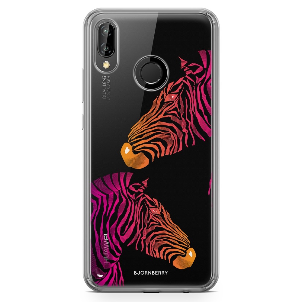 Huawei P20 Lite Fashion Skal - Rosa Zebror