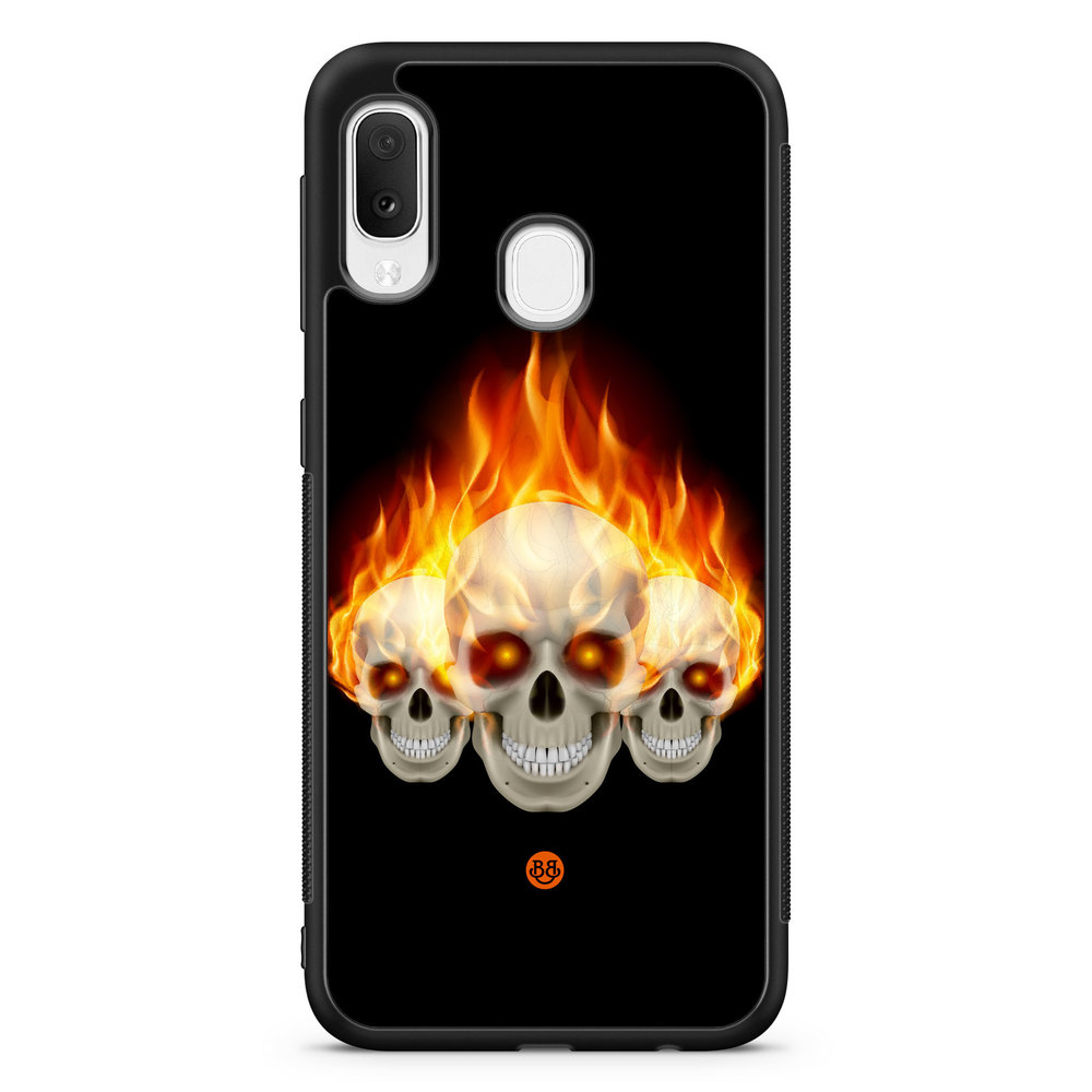 Samsung Galaxy A20e Case - Flames Skulls
