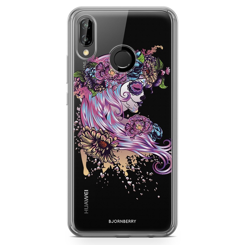 Huawei P20 Lite Fashion Skal - Döskalle Blomtjej