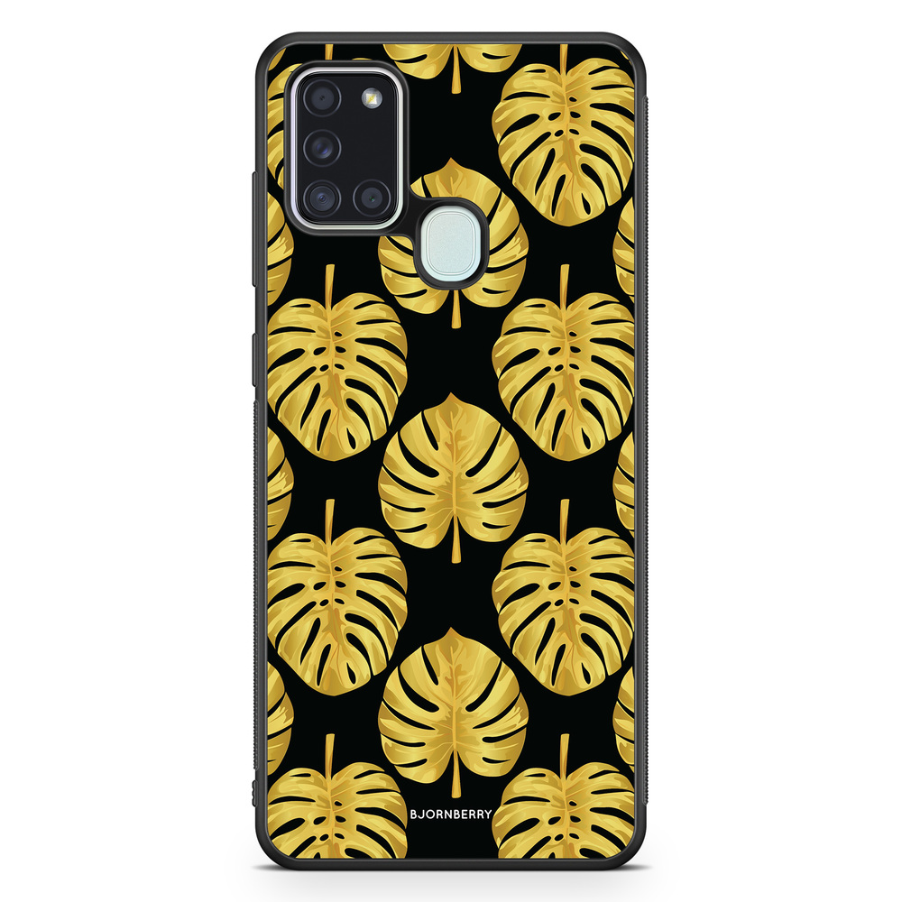 Samsung Galaxy A21s Case - Gold Monstera