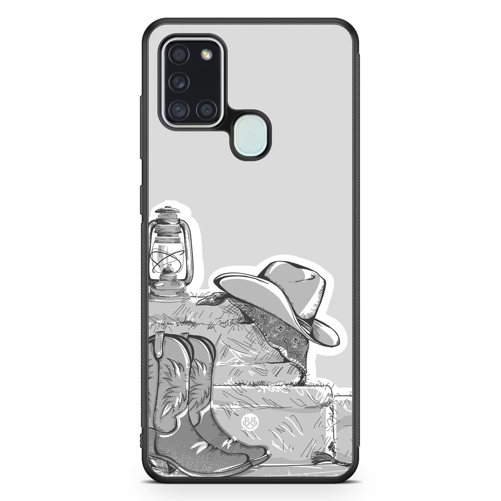 Samsung Galaxy A21s Case - Western Black/White