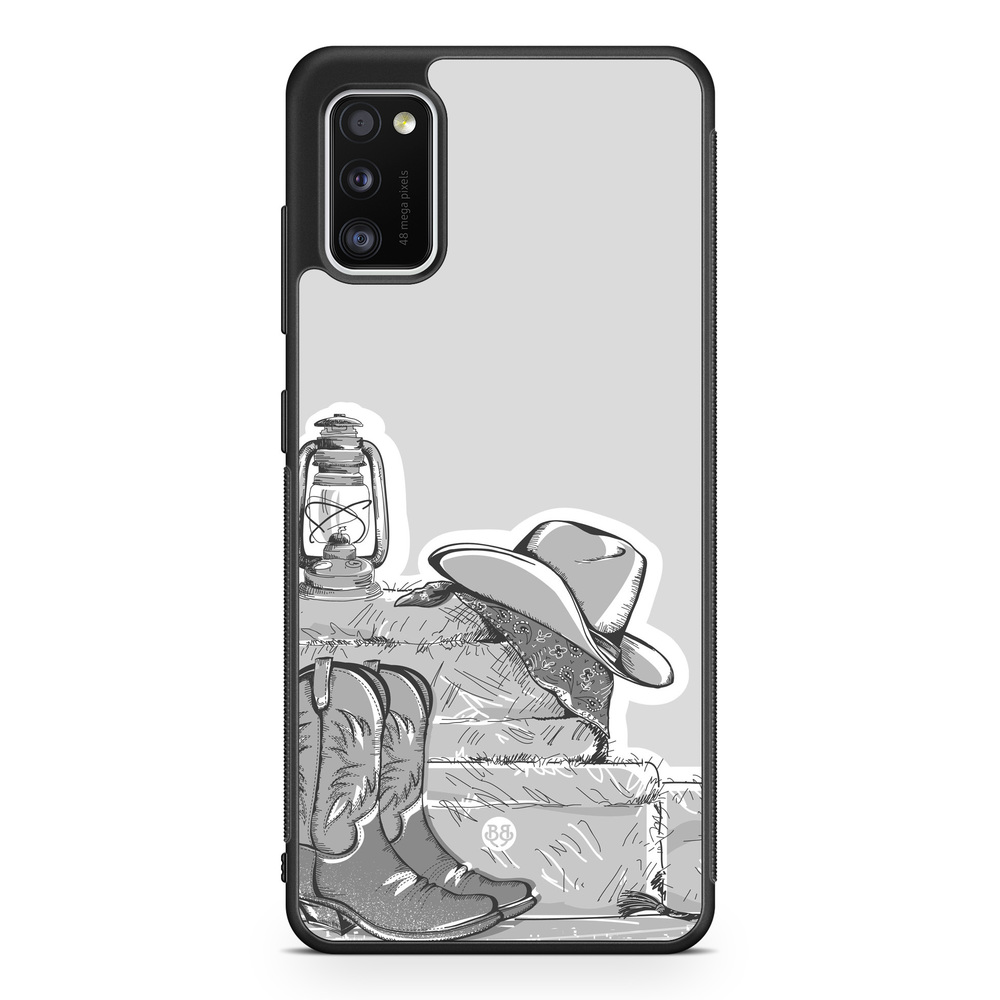 Samsung Galaxy A41 Case - Western Black/White