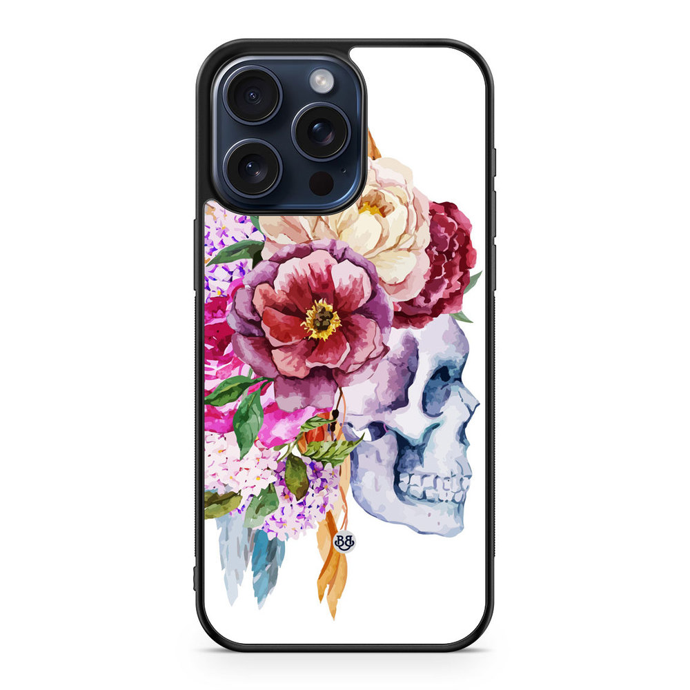 iPhone 15 Pro Max Case - Skull & Flowers