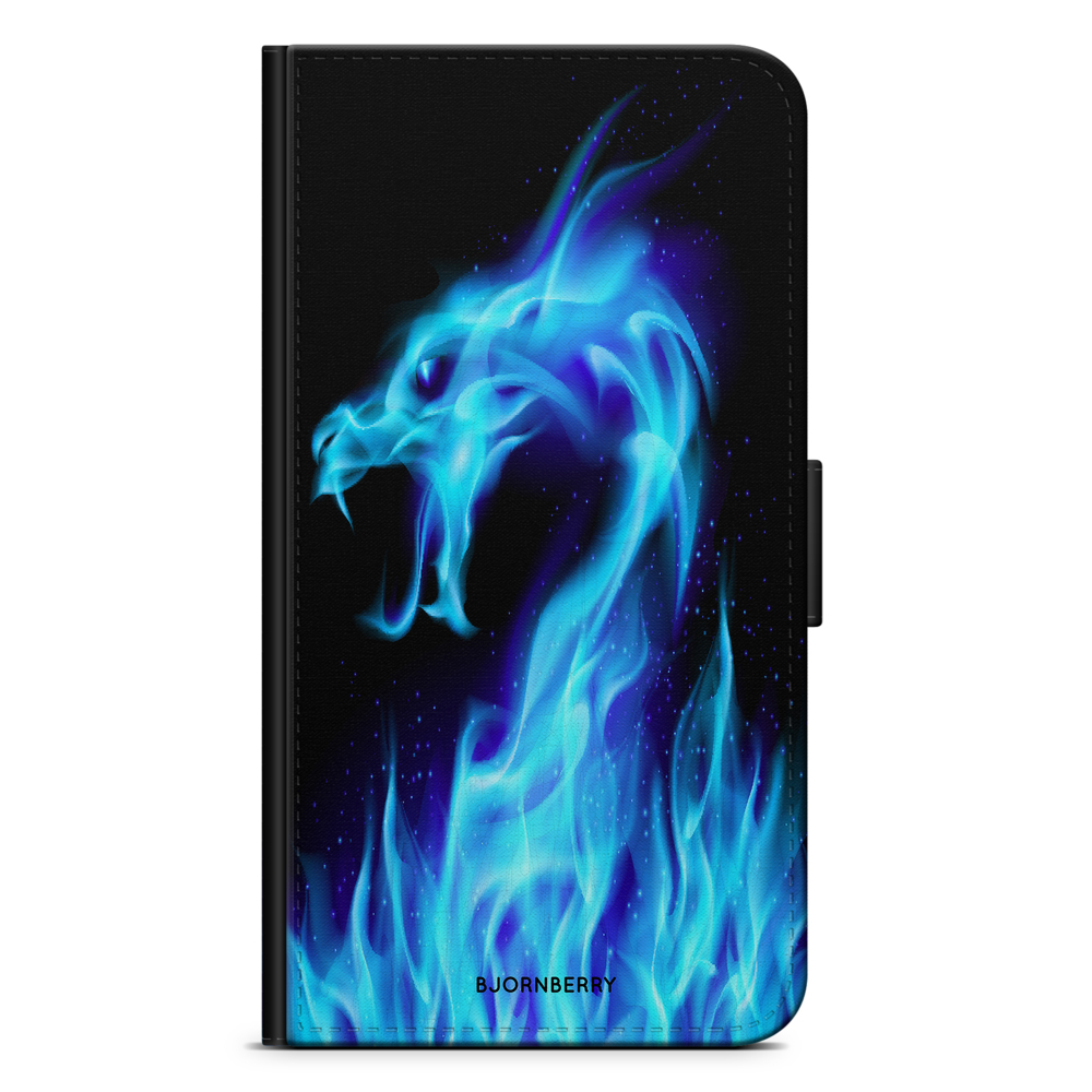 iPhone 12 Mini Plånboksfodral - Blå Flames Dragon | Mobilskal & Mobilfodral BJORNBERRY