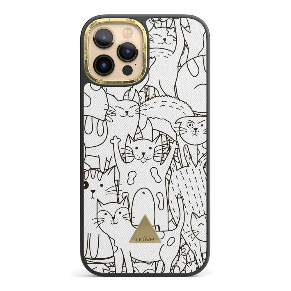 Naive iPhone 12 Pro Case - Cat Doodles