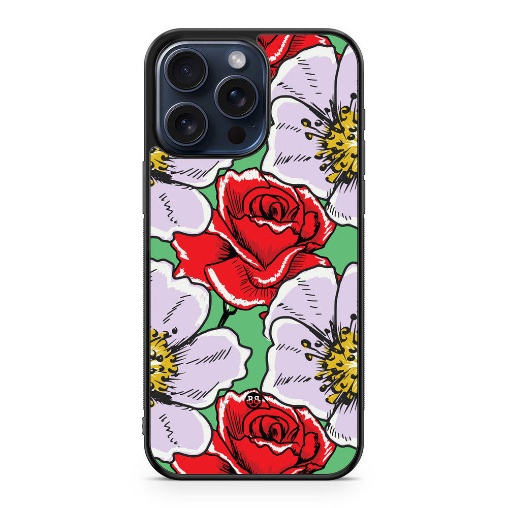 iPhone 15 Pro Max Case - Red & White Floral