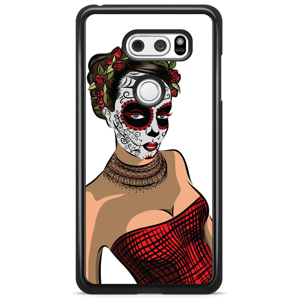 LG V30 Case - Skull Mask Flowers