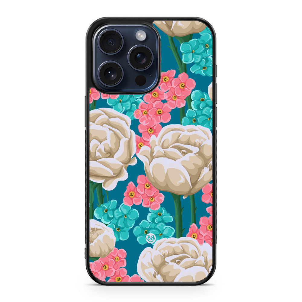 iPhone 15 Pro Max Case - Seamless White Roses