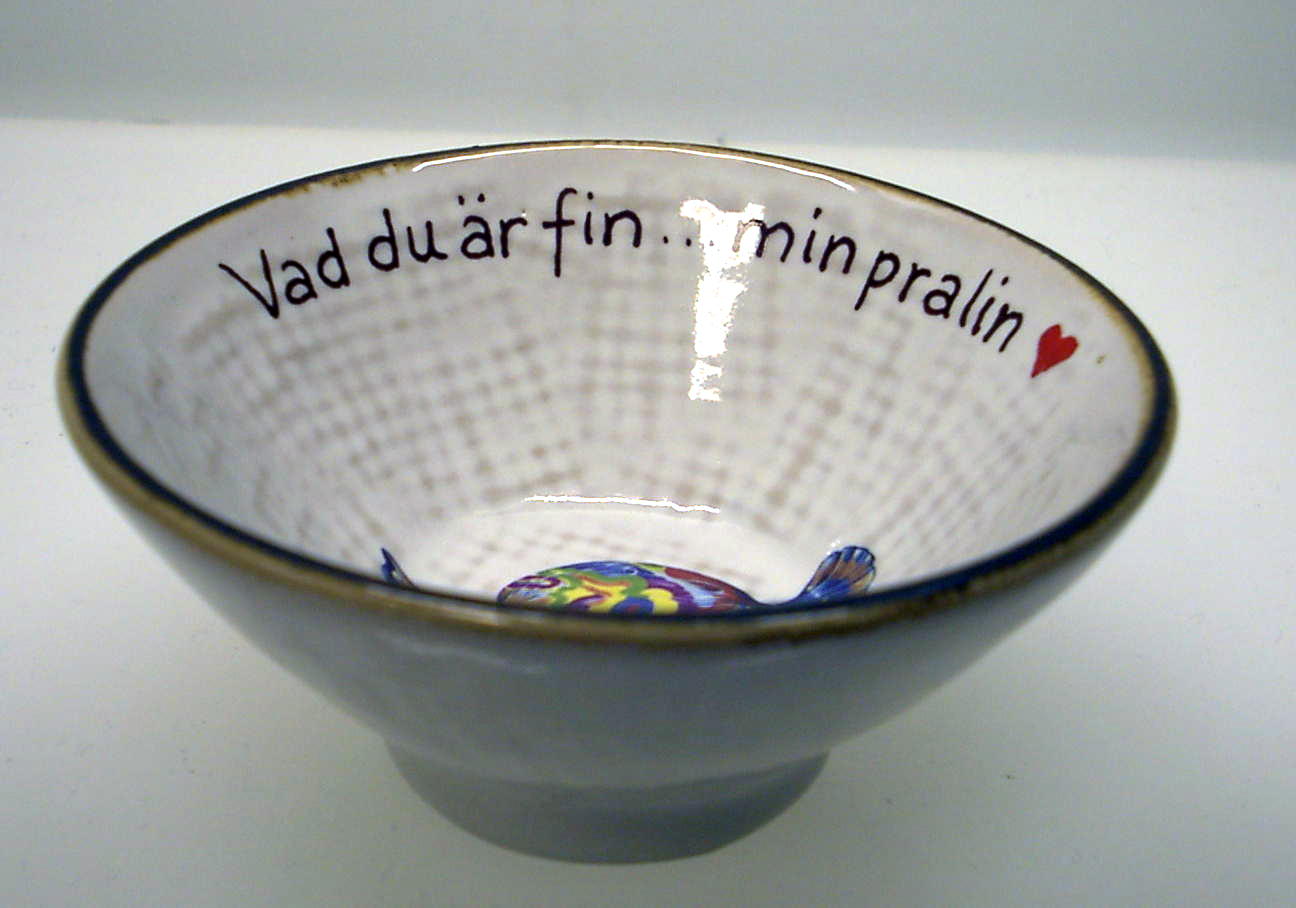 Hessian skål med brun kant  9 x 4 cm  Pralin C - 2