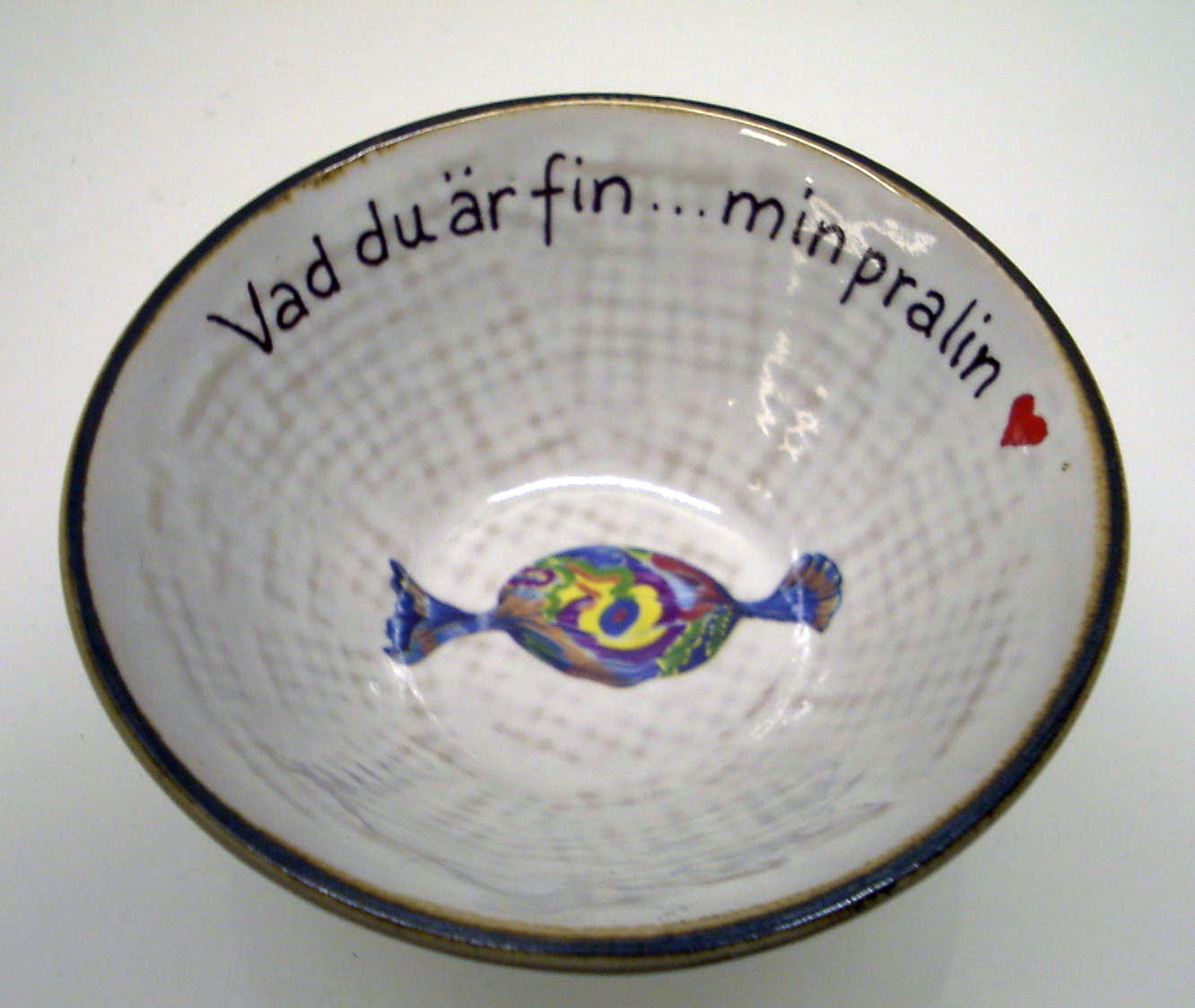 Hessian skål med brun kant  9 x 4 cm  Pralin C