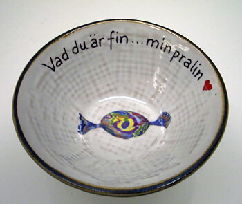 Hessian skål med brun kant  9 x 4 cm  Pralin C