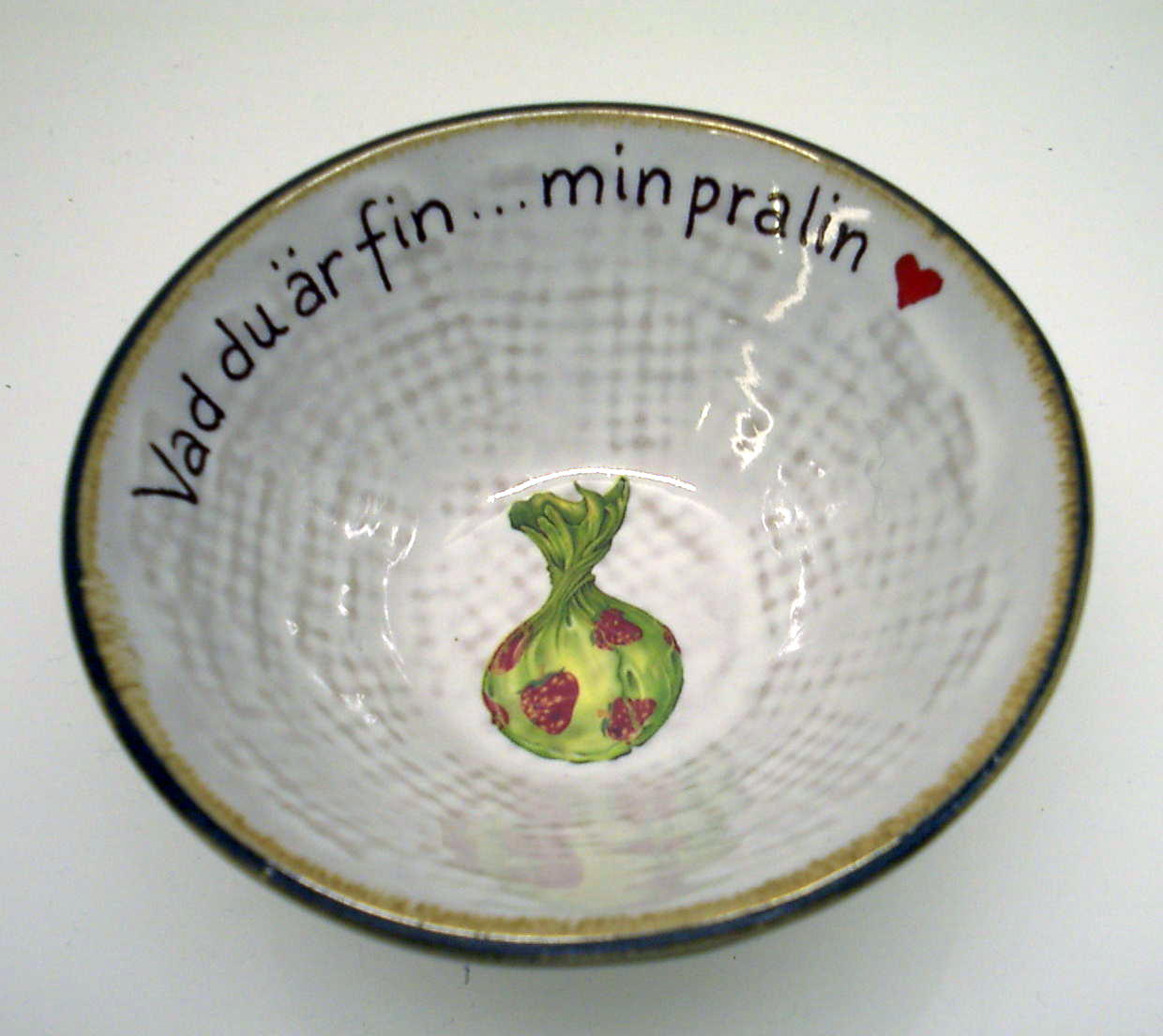 Hessian skål med brun kant  9 x 4 cm  Pralin A