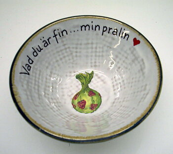 Hessian skål med brun kant  9 x 4 cm  Pralin A