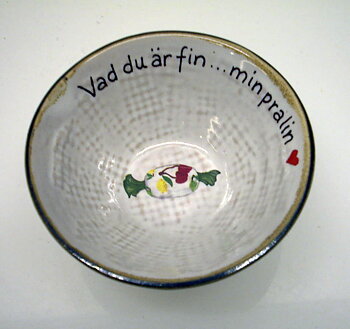 Hessian skål med brun kant  9 x 4 cm  Pralin B