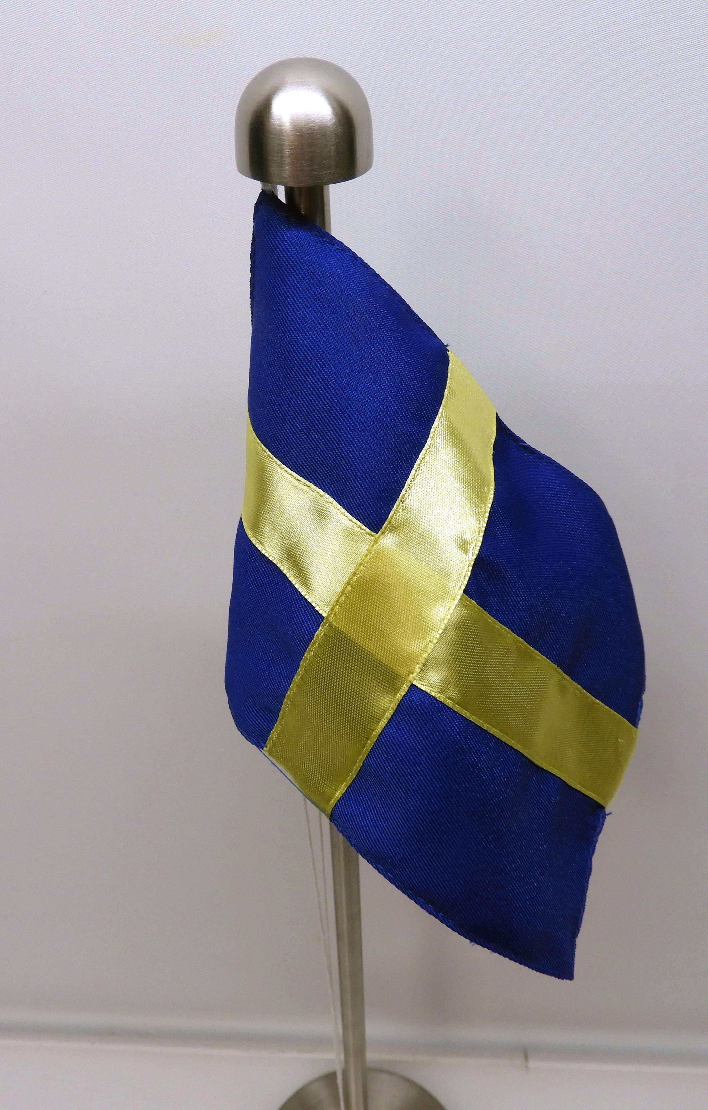 Sverigeflagga stång i rostfritt stål, Bordsflagga - 3