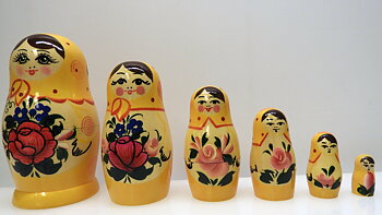 Babushka Docka Gul 6 delar