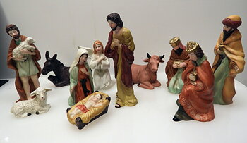 Krubba 11 delar dekorerade, Nativity set