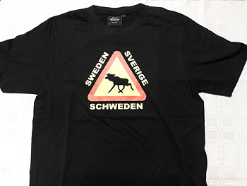 T-Shirt Svart, Varningsmärke Älg