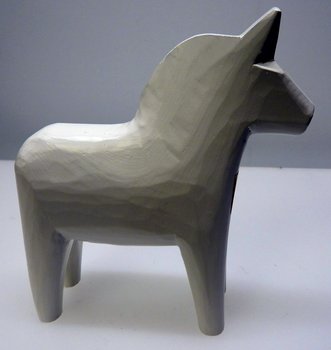 Enfärgad Dalahäst vit 13 cm