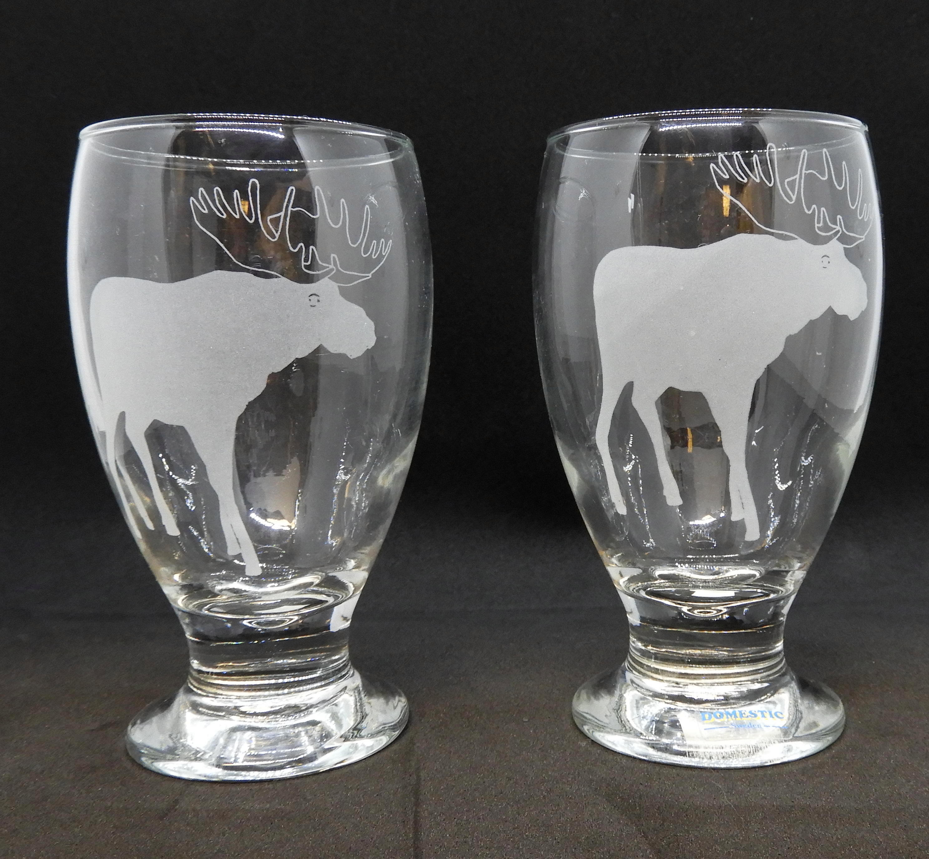 Allglas med etsad Älg, 2 pack