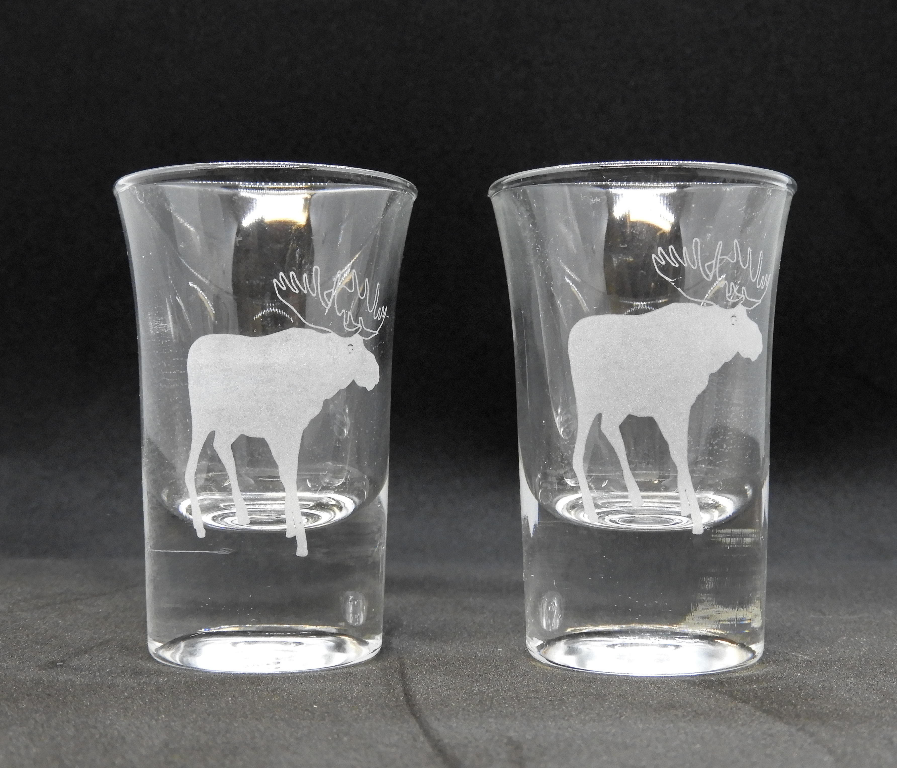 Hot-shot glas med etsad Älg, 2 pack