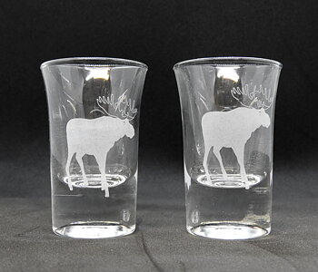 Hot-shot glas med etsad Älg, 2 pack