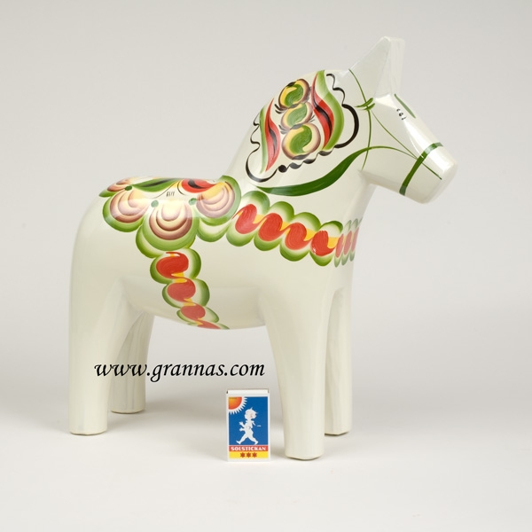 Dalahäst vit 34 cm