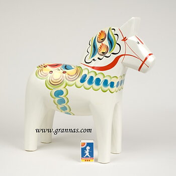 Dalahäst vit 37 cm