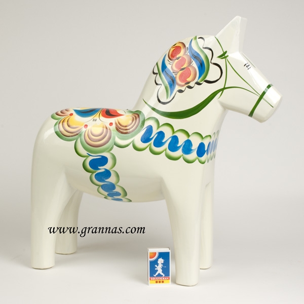 Dalahäst vit 42 cm