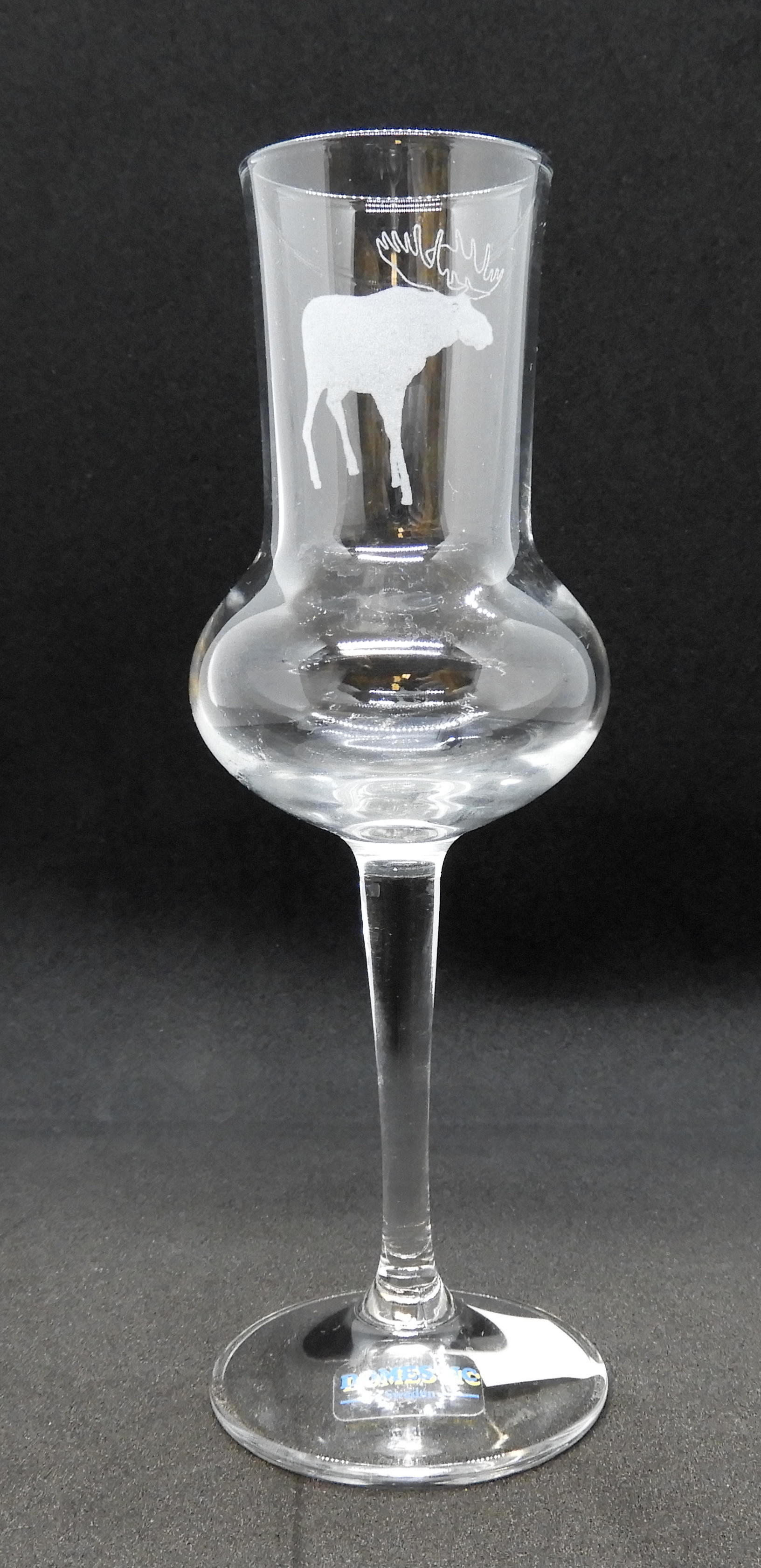 Grappa glas med etsad Älg.