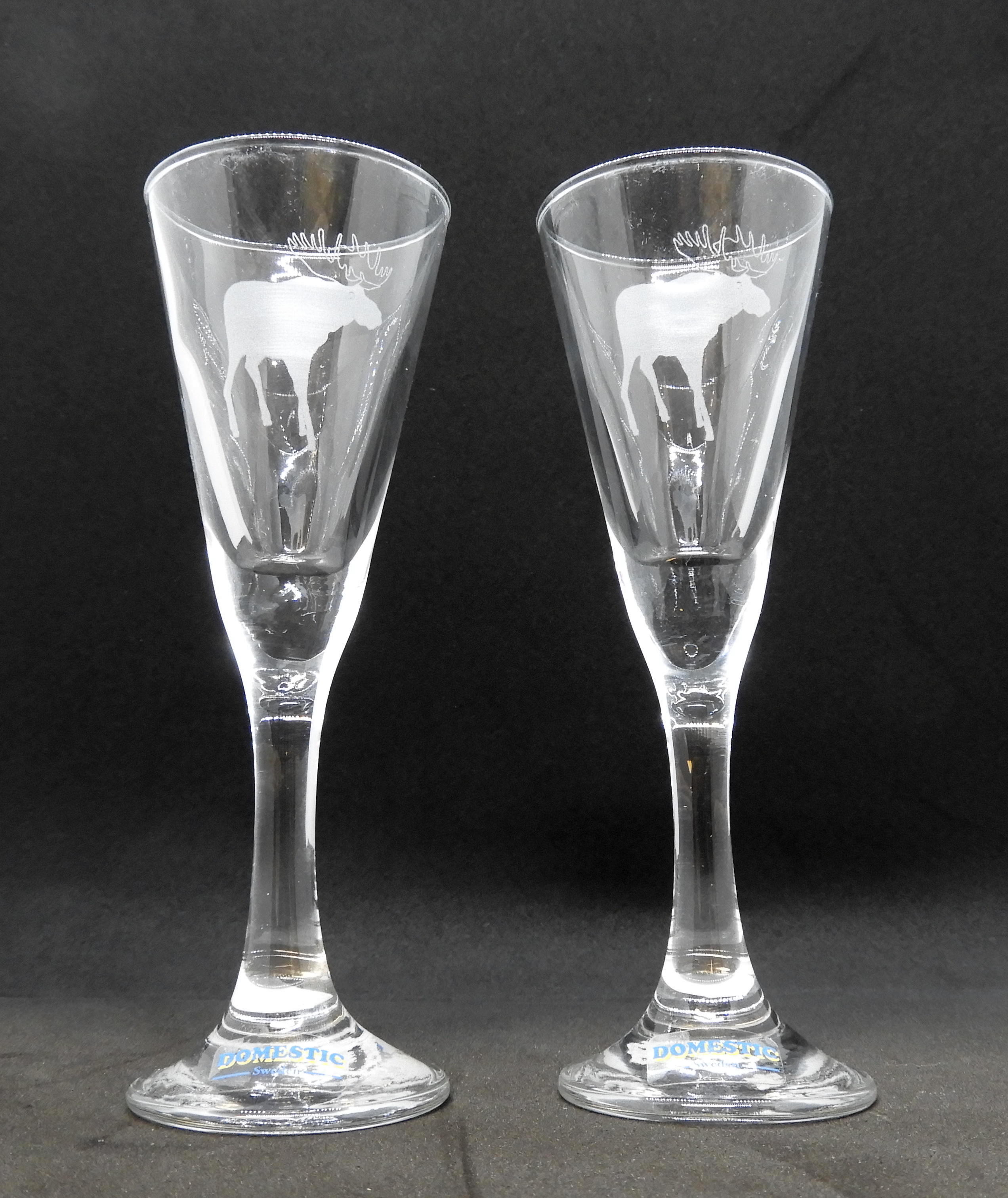 Spetsglas med etsad Älg, 2 pack