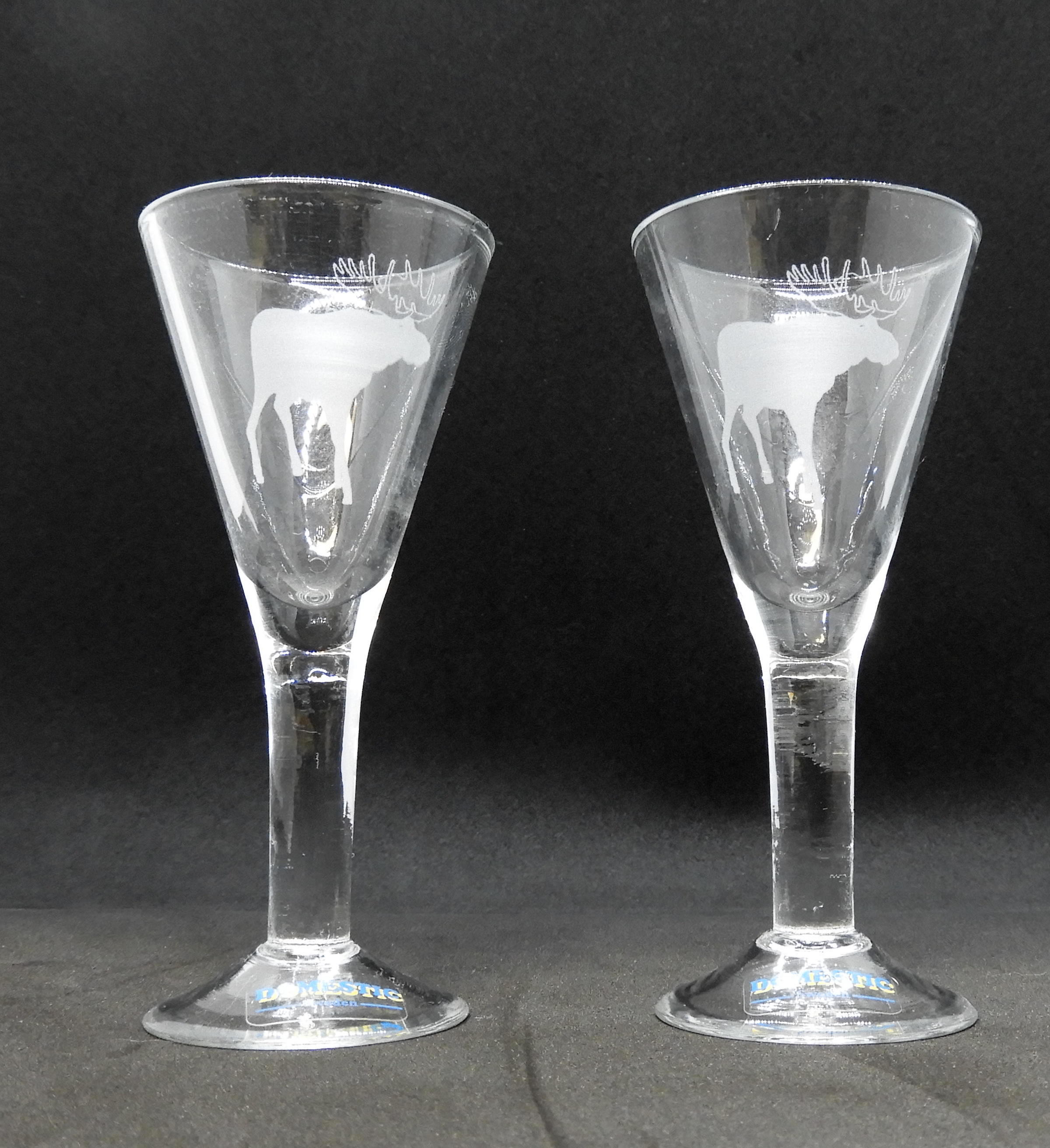Snapsglas med etsad Älg, 2 pack