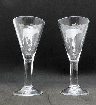 Snapsglas med etsad Älg, 2 pack