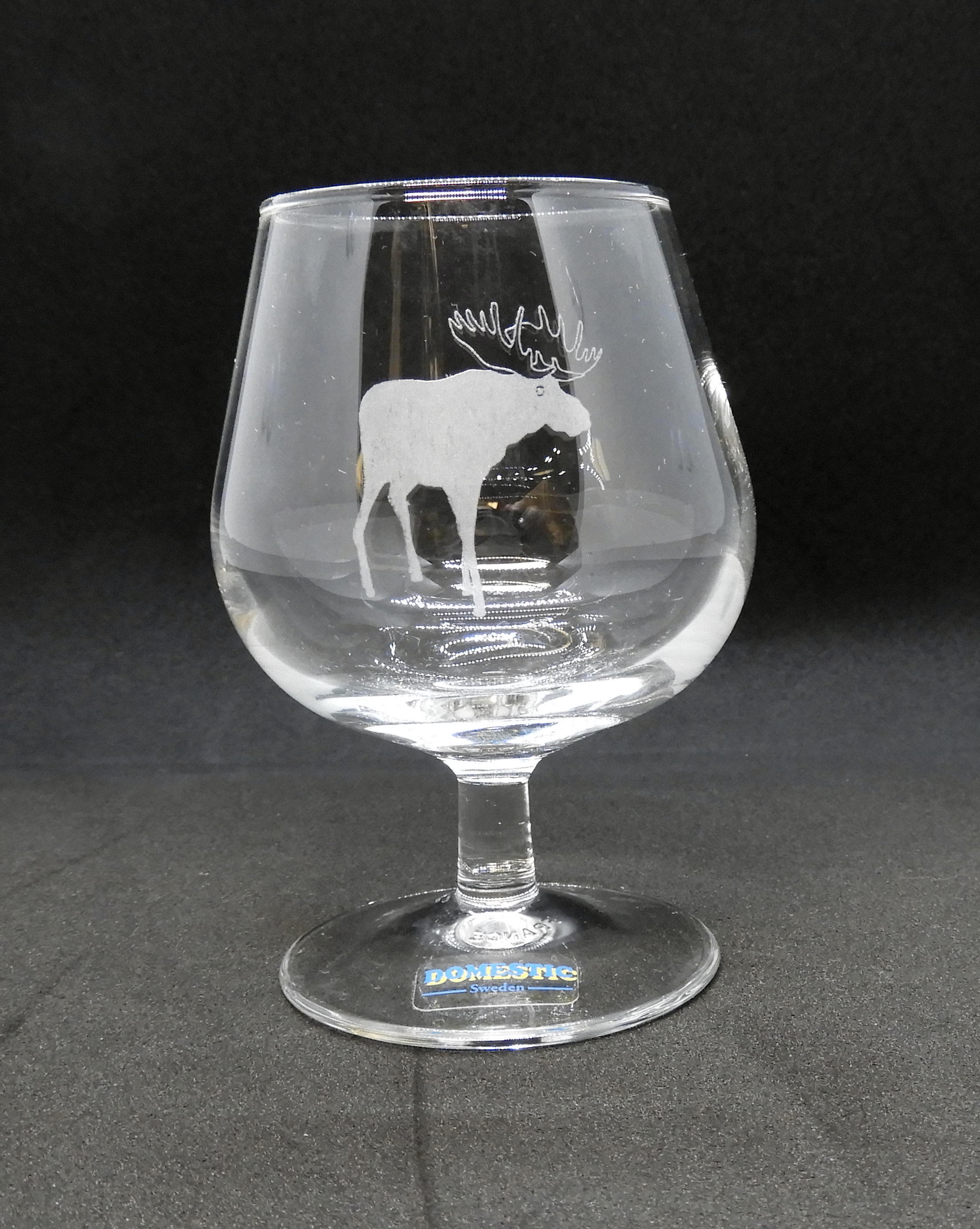 Cognac glas med etsad Älg.