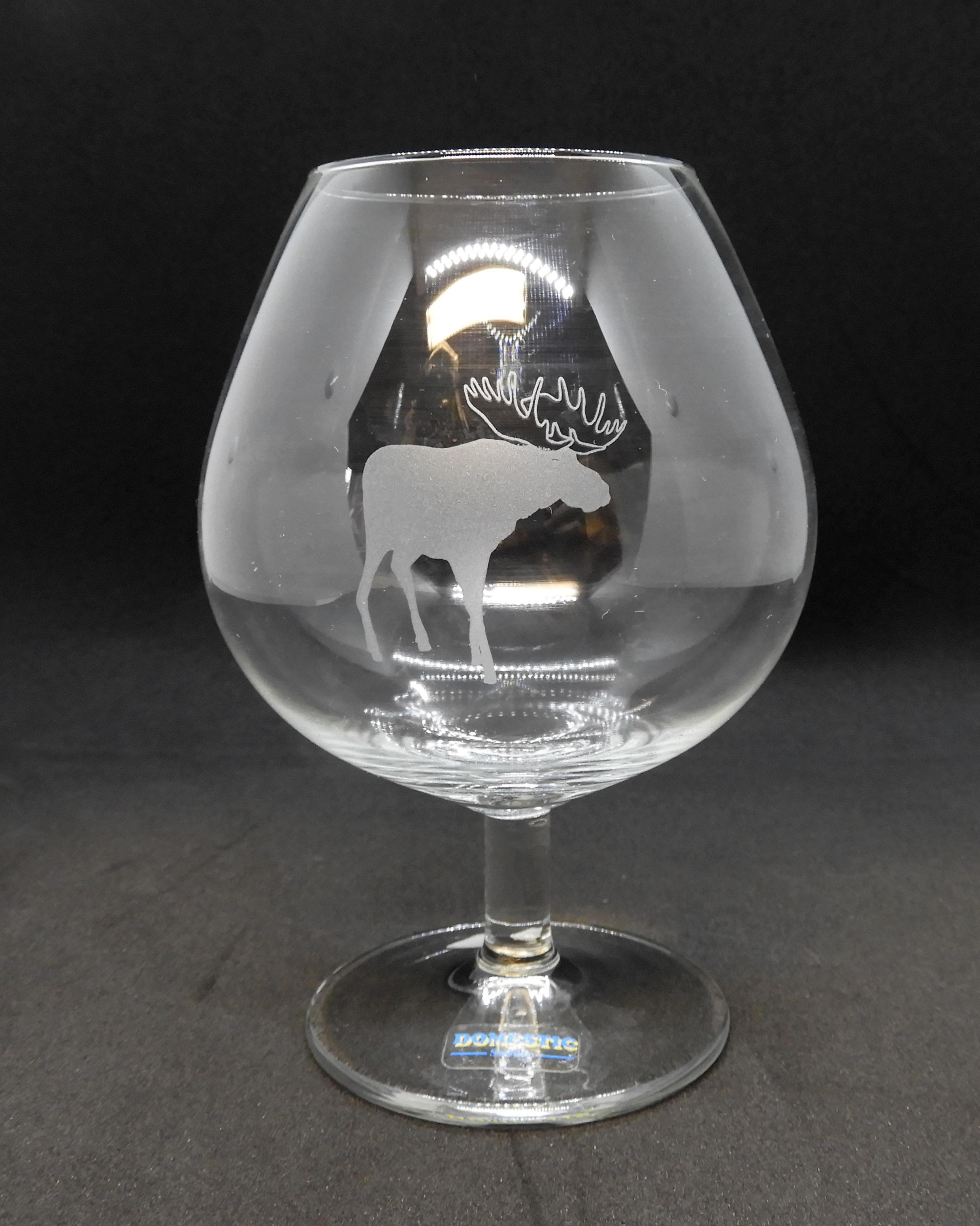 Cognac glas med etsad Älg.