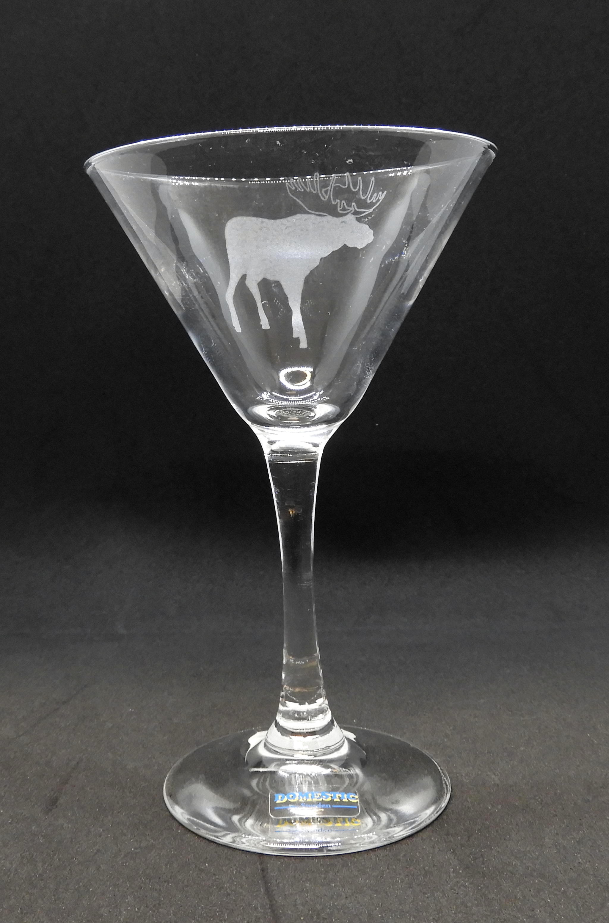 Martini glas med etsad Älg.