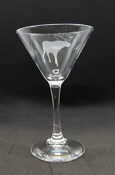 Martini glas med etsad Älg.