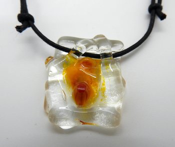 Halssmycke glasfusing klar&gul