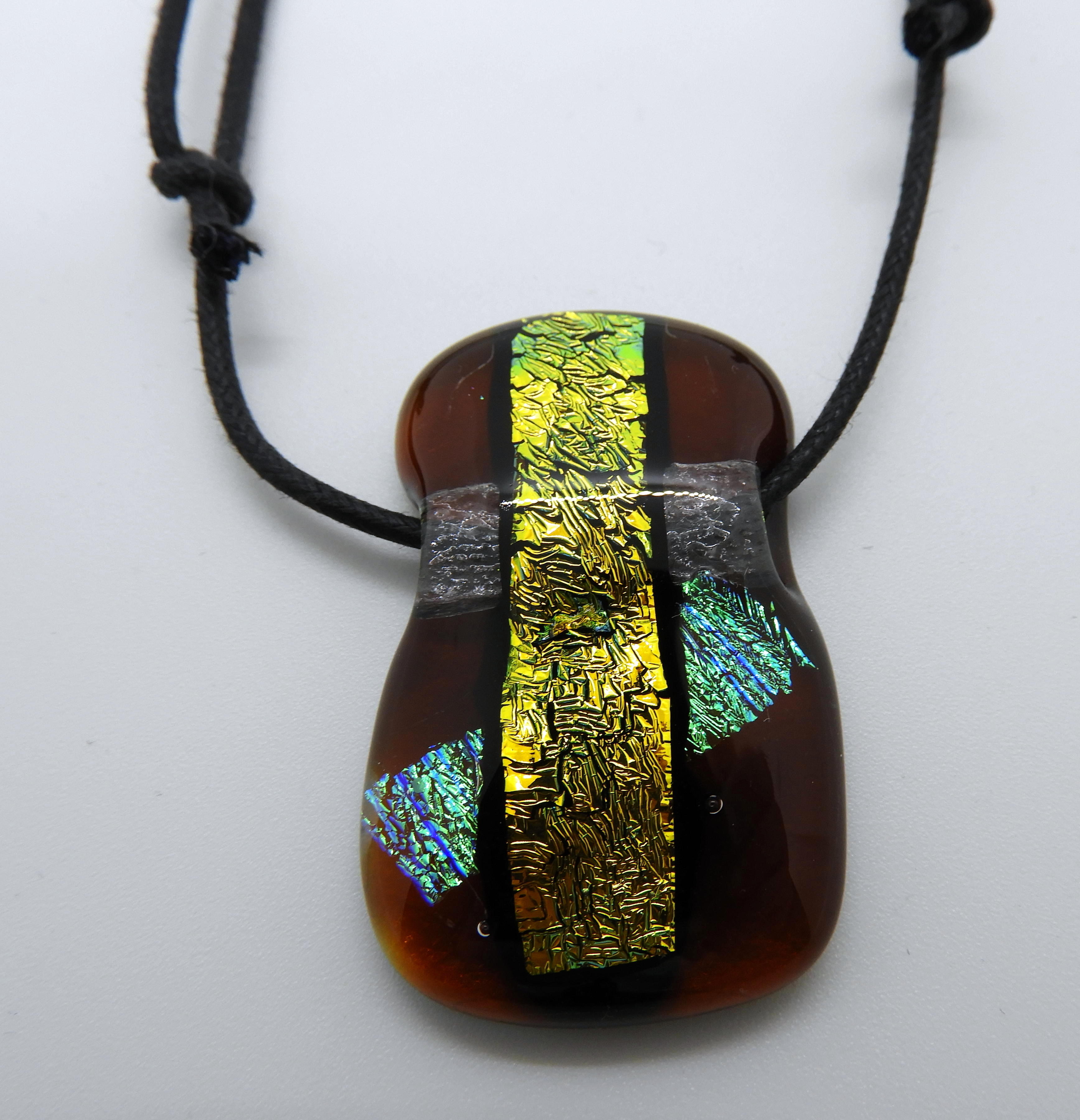 Halssmycke glasfusing brun&guld