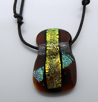 Halssmycke glasfusing brun&guld