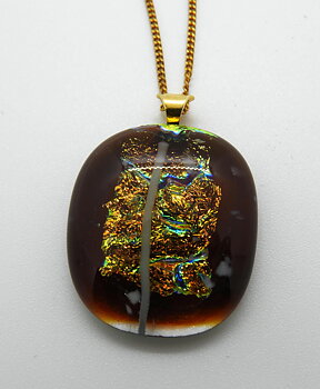 Halssmycke glasfusing koppar/guld