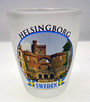 Helsingborgs snapsglas litet frostat