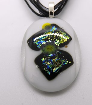 Halssmycke glasfusing guld/blå
