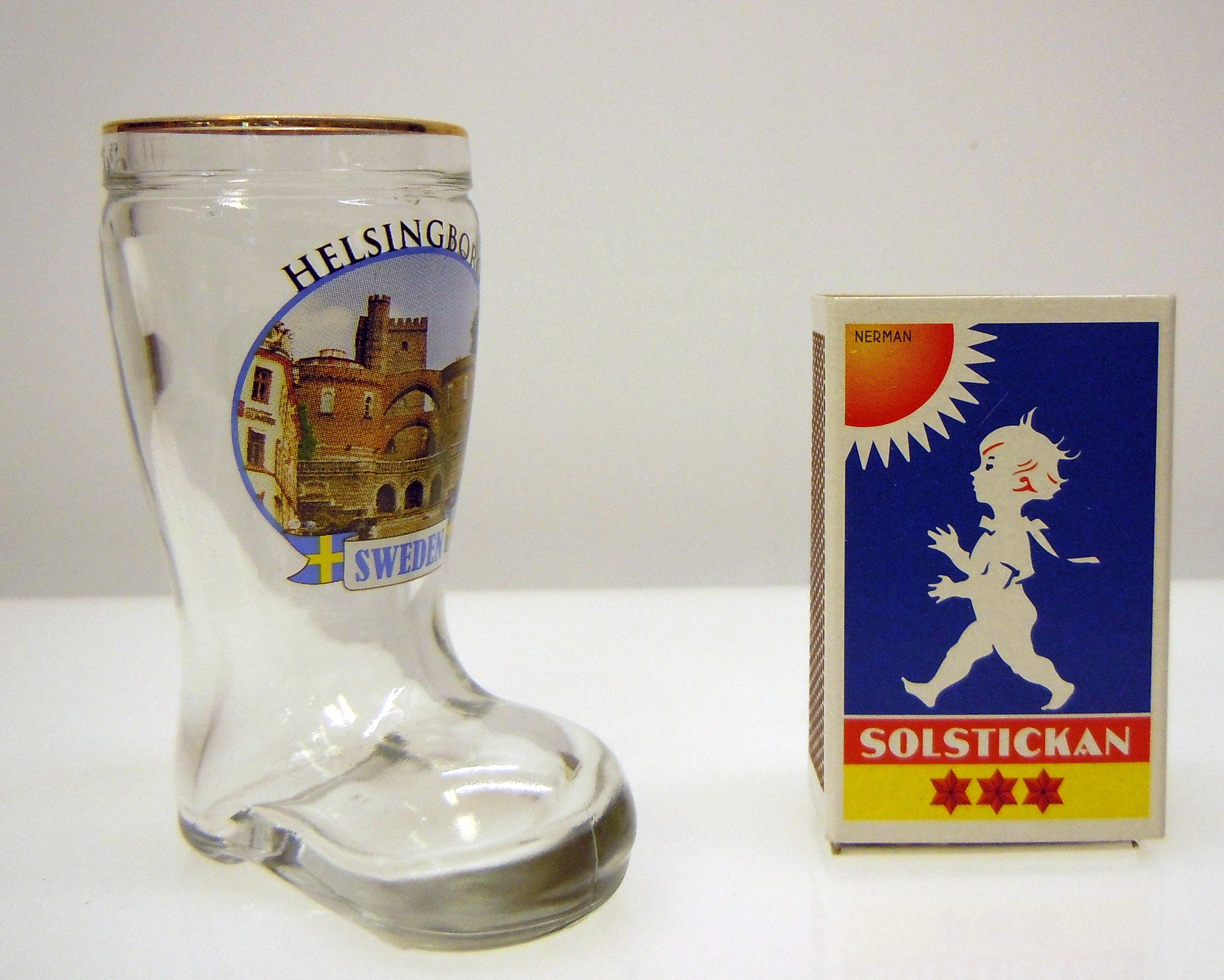 Helsingborgs Stövel glas, guldkant