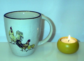 Mugg med brun kant, Tupp& Höna